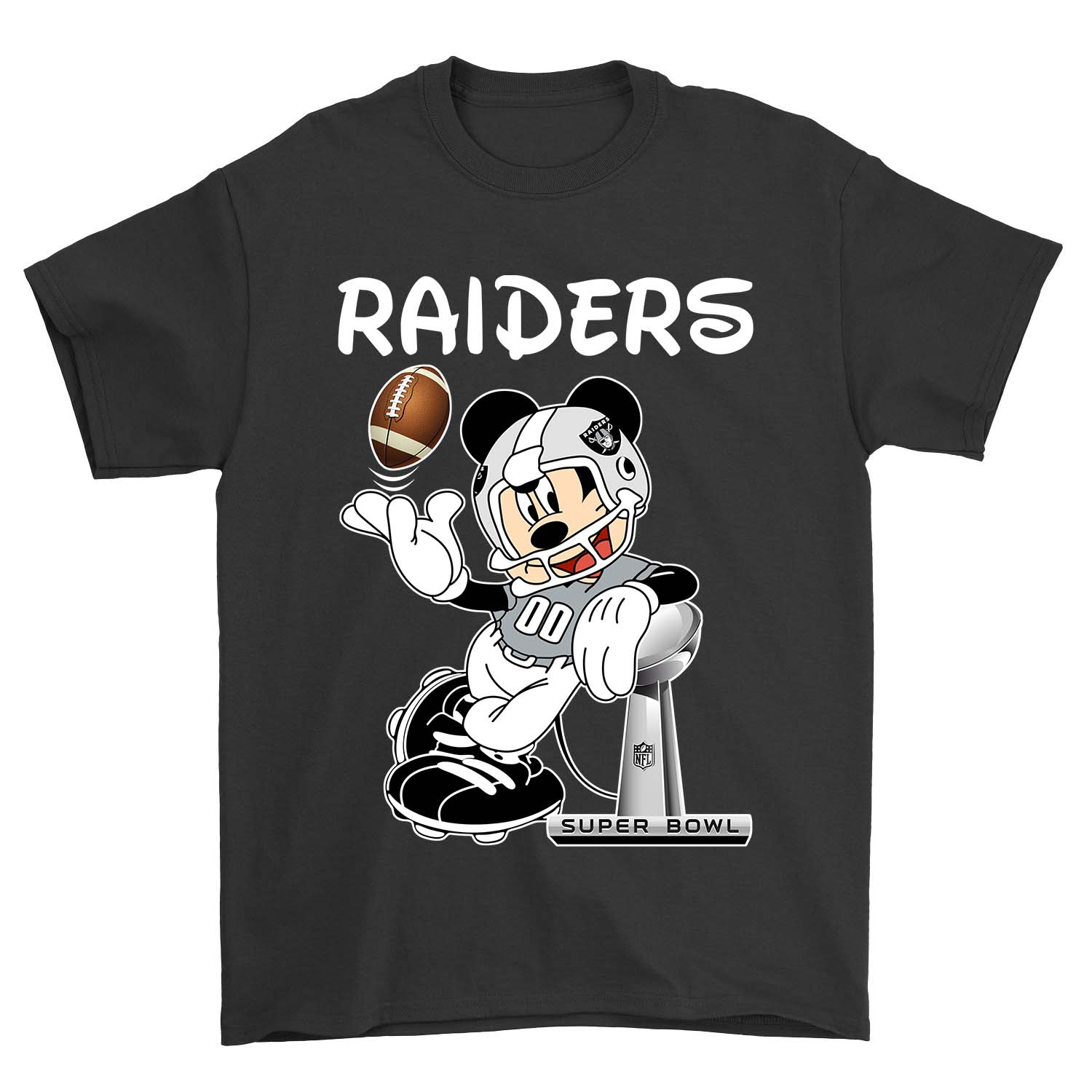 NFL Football Oakland Raiders Pluto Mickey Driving Disney Shirt